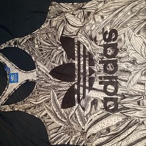Adidas tropical print tank top shirt womens size small